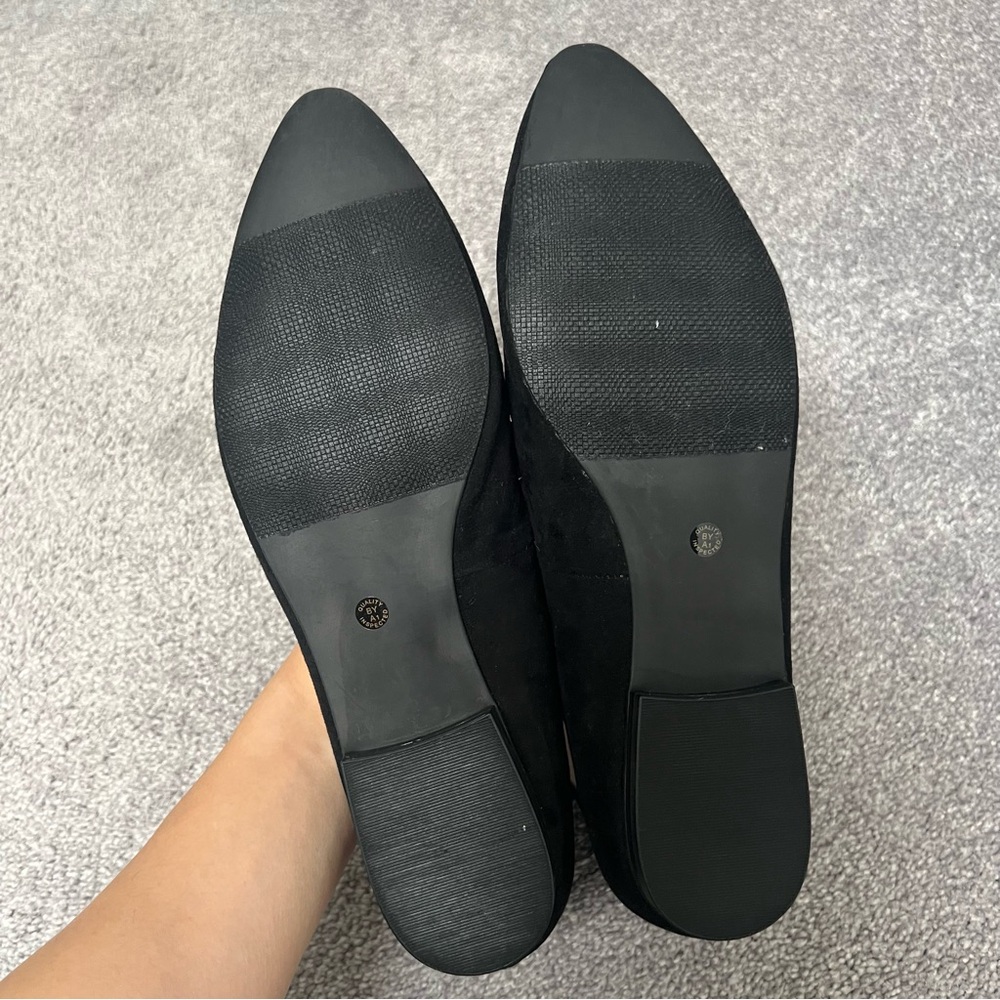 A. N. A. Black suede lace up bow tie pointed Ember Black size 9.5 M comes in box - Picture 9 of 10